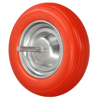 Rueda Carretilla Obra / Jardin Maciza Llanta Acero "Plus" Naranja Impinchable, Para Eje Ø 19 mm Rueda Ø 35 cm