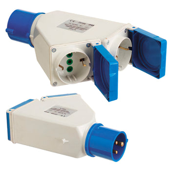 Adaptador Industrial Cetac Schuko Duplo 2p com Tampa