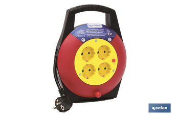 Enrollacables de 4 tomas | Longitud del cable 7 m | Sección cable 3 x 1,5 mm