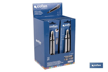 Expositor de cúteres de aluminio Cofan · Imagen de la familia
