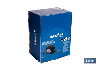Expositor para flexómetros con hoja de nylon negra y doble cara de Cofan