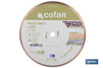 Disco porcelánico para máquinas de mesa Ø350 mm | Corte húmedo en cerámica, gres porcelánico y mármol