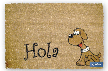 Felpudo de coco floqueado con diseño de Hola perro