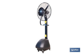 Ventilador industrial de pie con nebulizador | Depósito de 48 litros, 3 velocidades | Oscilación 90° y 3 aspas de aluminio