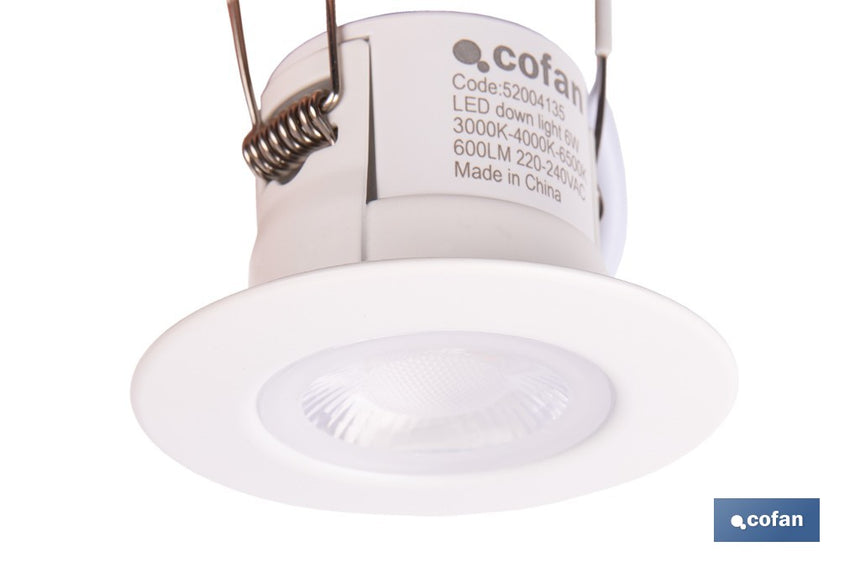 Downlight LED estanco 6 W 600 lúmenes | Con 3 CCT, ahorro de energía y larga duración | IP65 resistente al agua y polvo