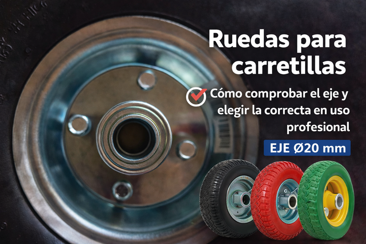 Qué rueda elegir para carretilla según tipo y eje de 20 mm en uso profesional