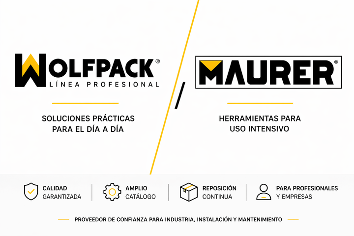 Comparativa Wolfpack vs Maurer en ferretería industrial para uso profesional y reposición