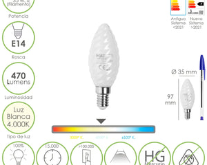 Bombillas LED E14 de vela, esfera y filamento