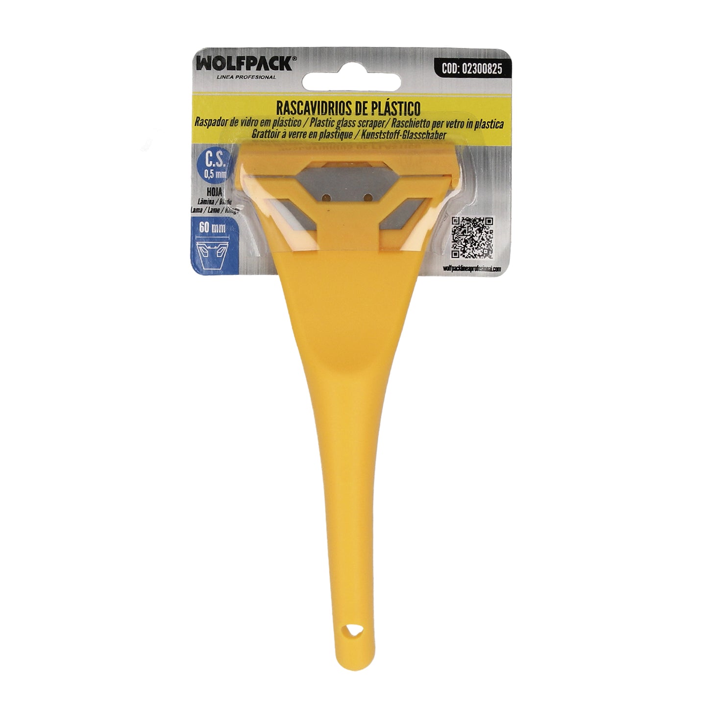 Rascavidrios Plastico Amarillo Hoja 60 mm. Rasqueta Vitroceramica, Rascador Vidrio, Rascador Vitroceramica,