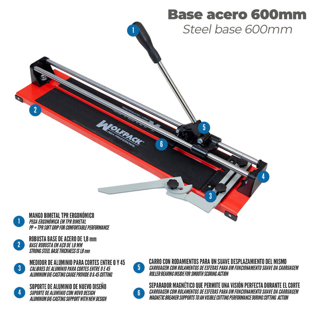Professional Tile Cutter Steel Base 600 mm.