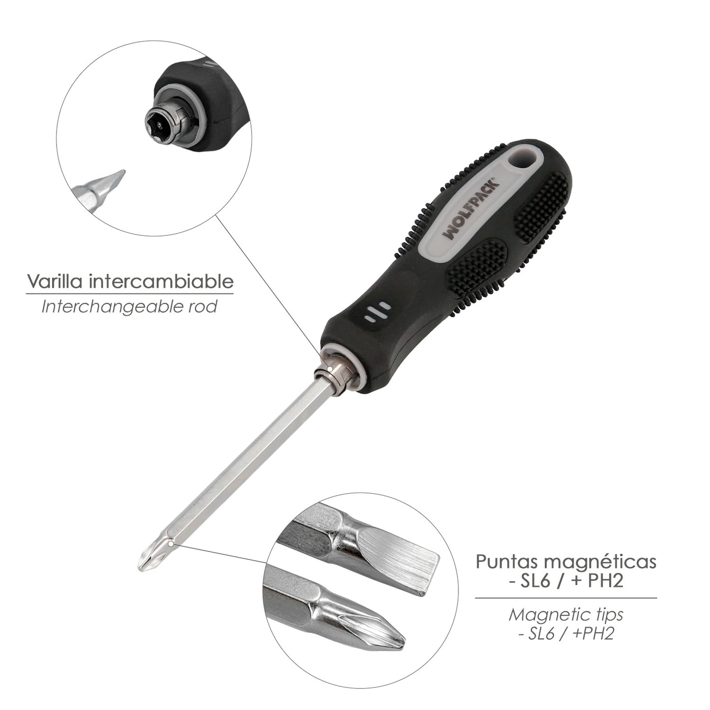 Destornillador Intercambiable 6x150 mm.