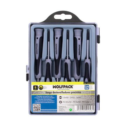 Conjunto de 6 chaves de fenda Precision Plus, pontas magnéticas, aço cromo vanádio, cabeça giratória