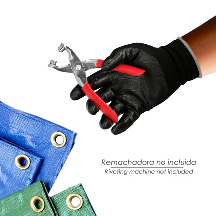 Ilhós/Ilhós de metal grandes para lona, ​​10 mm de diâmetro interno (saco com 100 unidades)