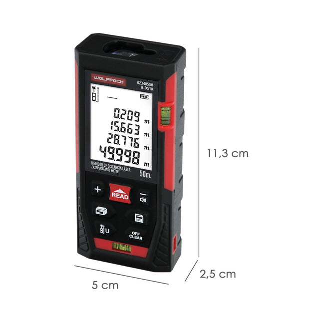 Laser Meter 10 Functions 50m Works with 2 AAA Batteries (Not Included)