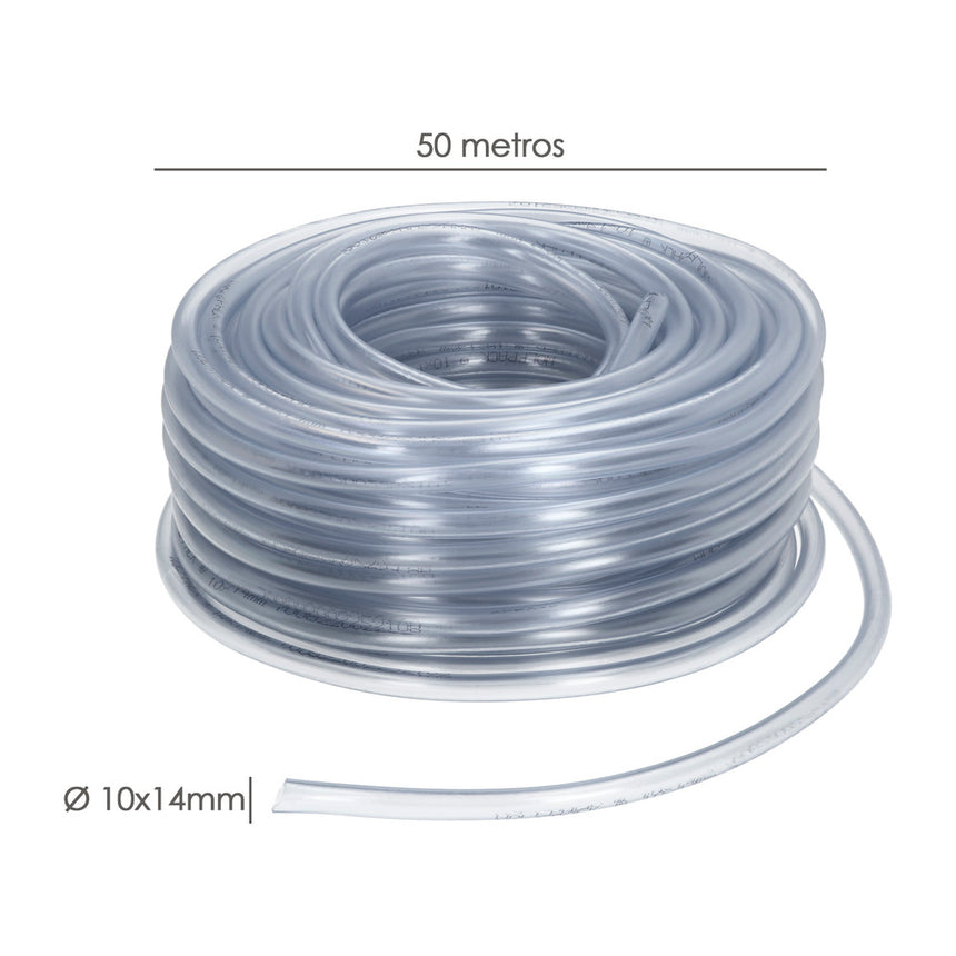 Tubo Transparente De Nivel 10x14 mm. Rollo 50 metros.