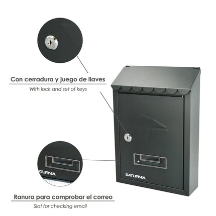 Buzon Exterior 205 x 300 x 70 mm. Gris
