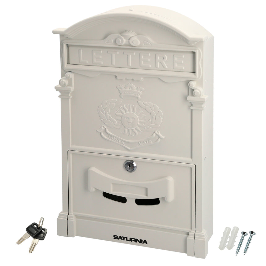 buzon exterior aluminio fundido blanco con cerradura palace