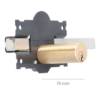 Fechadura B-4, chave em ambos os lados, pino de 183 mm, cilindro redondo de 70 mm
