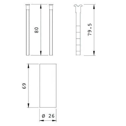 Iseo Round Cylinder Extension Ø26 mm. With screws