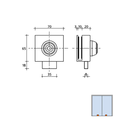 Fechadura de porta de vidro CBM 2003 com chave tubular