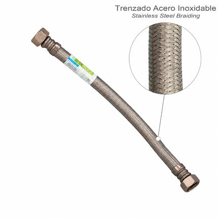 Latiguillo Flexible Reforzado Acero Inoxidable Termo Hembra 1/2" - Hembra 1/2" Longitud 500 mm