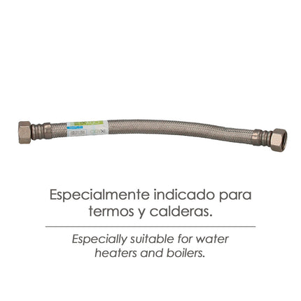 Latiguillo Flexible Reforzado Acero Inoxidable Termo Hembra 1/2" - Hembra 1/2" Longitud 500 mm