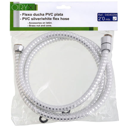White/Silver PVC Shower Hose 2.00 meters