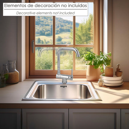 Single-lever sink mixer with high folding spout. 360º tap. Aerated jet, kitchen tap, high tap, sink tap