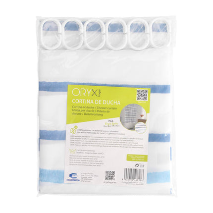 Cortina Ducha Rayas Azules 180x200 cm. Impermeable