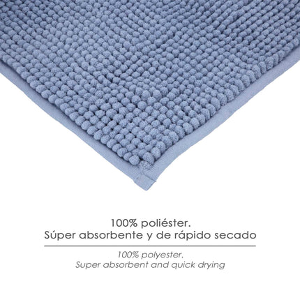 Polyester Chenille Bath Mat 50x80 cm. Blue.