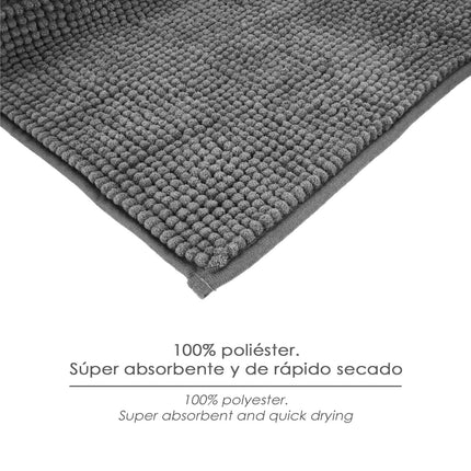 Polyester Chenille Bath Mat 50x80 cm. Grey.