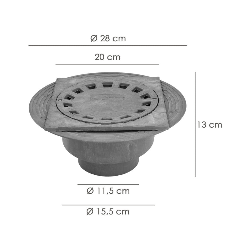 Caldereta Sifonica Pvc 200x200 mm. / Salida Ø 90-110 mm.