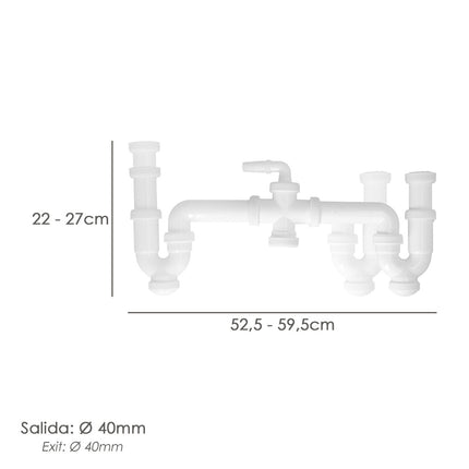 Sifon Doble Con Racor 1 1/2" Salida Ø 40 Mm Extensible