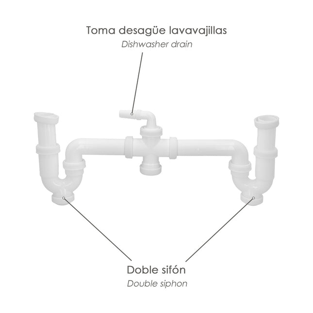 Sifon Doble Con Racor 1 1/2" Salida Ø 40 Mm Extensible