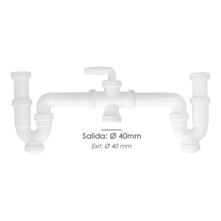 Sifon Doble Con Racor 1 1/2" Salida Ø 40 Mm Extensible