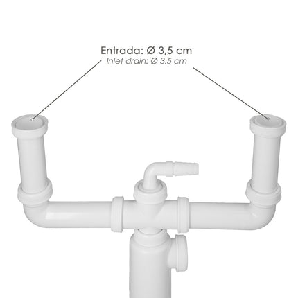 Double Extendable Siphon With Bottle 1 1/2" Outlet Ø 40 mm.
