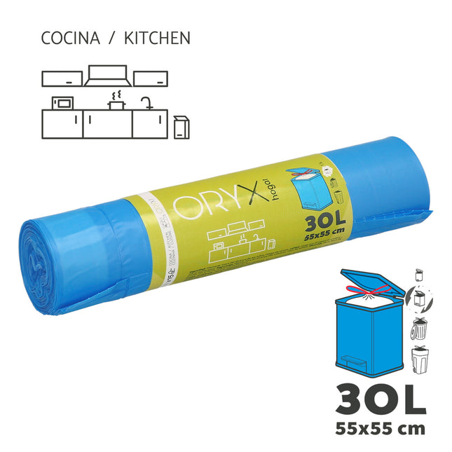 Bolsa Basura Cierre Facil 30 Litros Rollo 15 Bolsas