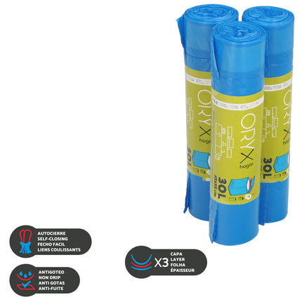 Bolsa Basura Cierre Facil 30 Litros Rollo 15 Bolsas