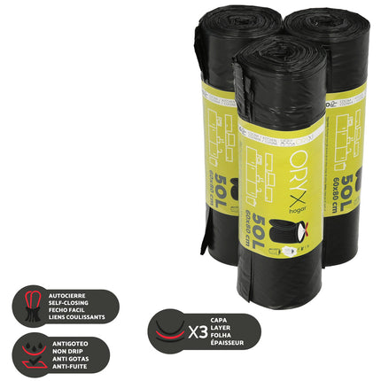 Bolsa Basura Cierre Facil 50 Litros Rollo 10 Bolsas