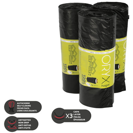 Bolsa Basura Cierre Facil 120 Litros Rollo 10 Bolsas