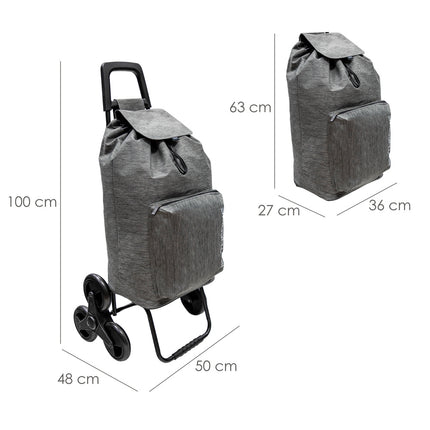 Carro De La Compra 6 Ruedas Sube Escaleras Gris Jaspeado 54 Litros Carrito De La Compra Poliester. Bolsa Térmica Refrigeración