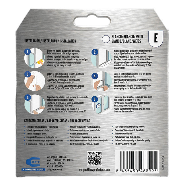 Burlete Elástico "E" 6 m. x 9 mm. Blanco