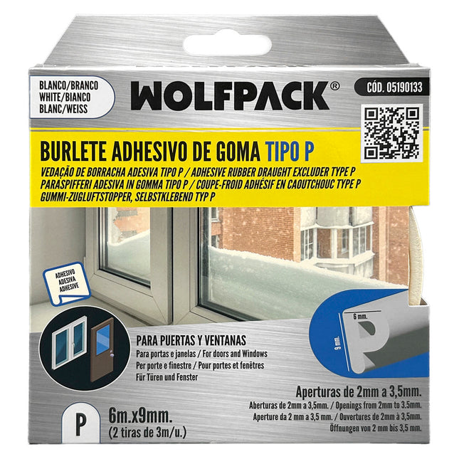 Burlete Elástico "P" 6m. x 9mm. Blanco