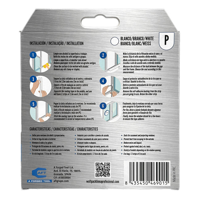 Burlete Elástico "P" 6m. x 9mm. Blanco