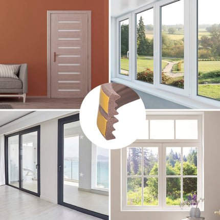 Brown Rubber Weatherstrip Roll 6 Meters. x 9 mm. Window and Door Sealant. Noise Insulation. For Thresholds from 1 to 3.5 mm.