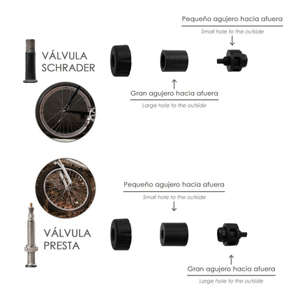 Bicycle Pump, Bicycle Inflator, Scooter Pump. Schrader, Dunlop and Presta Valves 8 Bar, With Bike Support