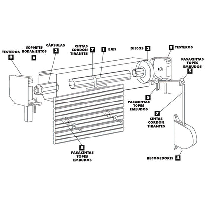 Recogedor Persiana Plastico Grande Cinta 22 mm.