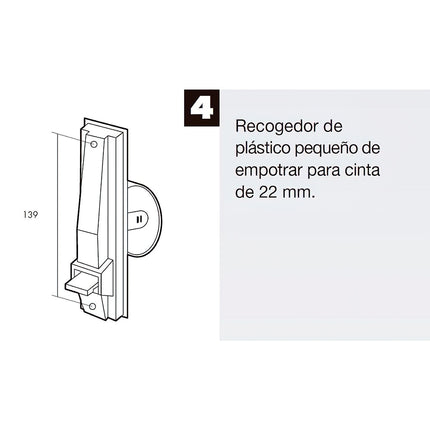 Recogedor Persiana Plastico Pequeño  Cinta 22 mm.