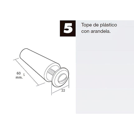 Blinds stop with screw 60 mm. White