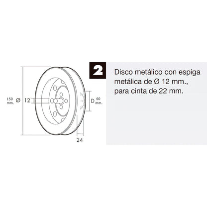 Disco Persiana Metalico Espiga Metalica 150x60 Cinta 22 mm.